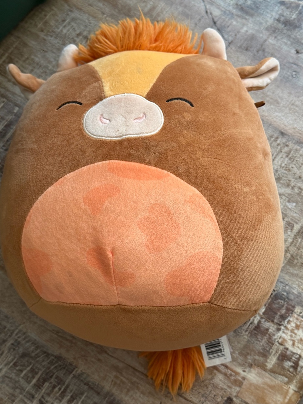 Squishmallows Brown and Orange Cow Plush Pillow